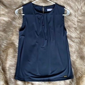 New Calvin Klein Gray Pleated Career Blouse Top XS